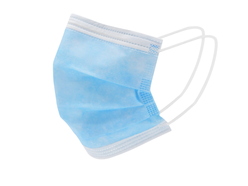 [SEM191-25BE] MASQUE CHIRURGICAL À ÉLASTIQUES  T.U  Bleu Boîte de 100